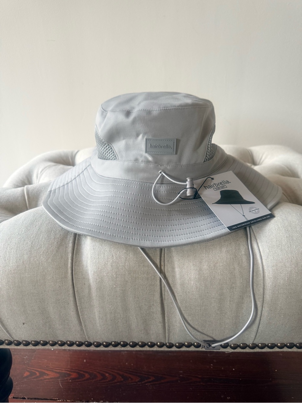 NWT Hairbrella Satin-Lined Waterproof Wide Brim Sun Hat - Khaki
